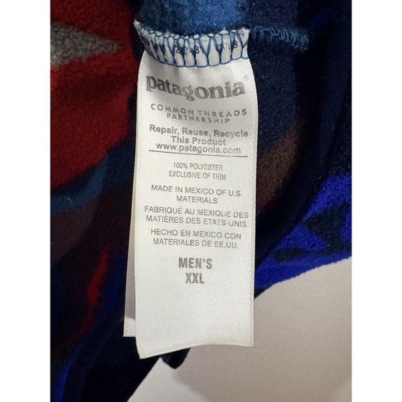 PATAGONIA SYNCHILLA AZTEC AOP BLUE MULTI T-SNAP SWEATER FLEECE MENS XXL - Picture 4 of 7